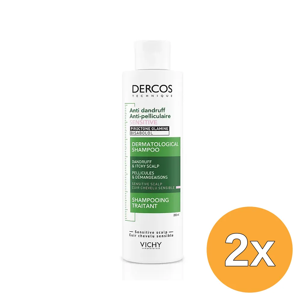 2x Vichy Dercos Anti-roos Shampoo Sensitive (200 ml)