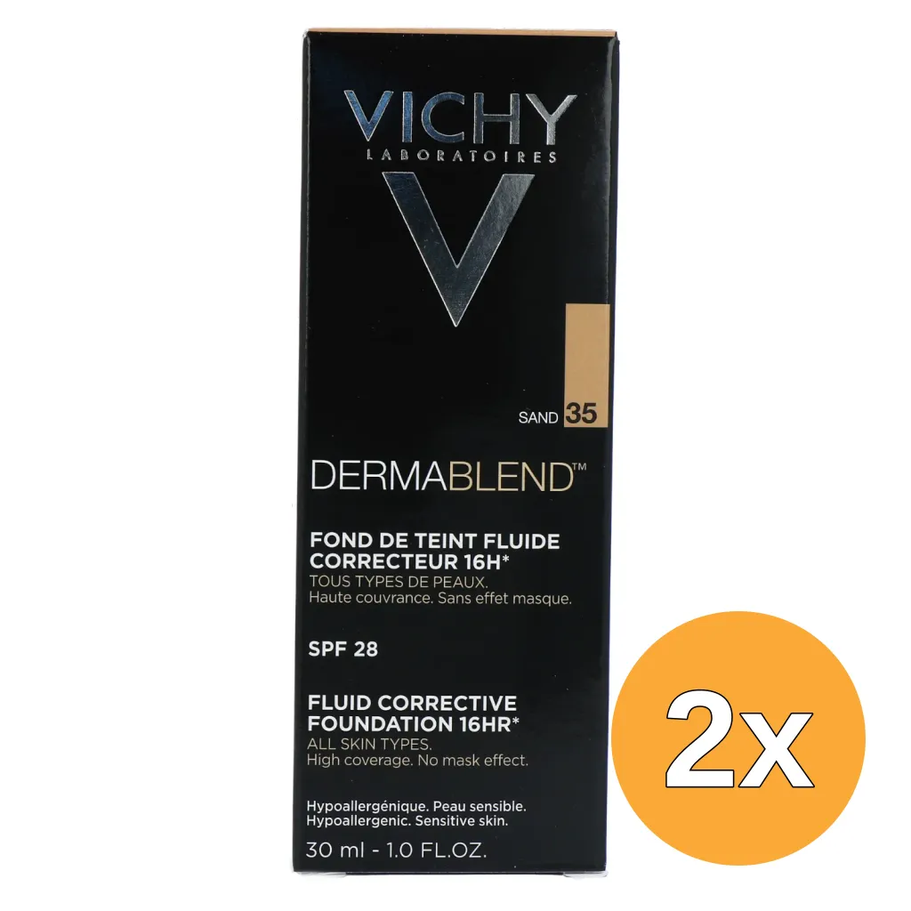 2x Vichy Dermablend Corrigerende Foundation 35 Sand (30 ml)