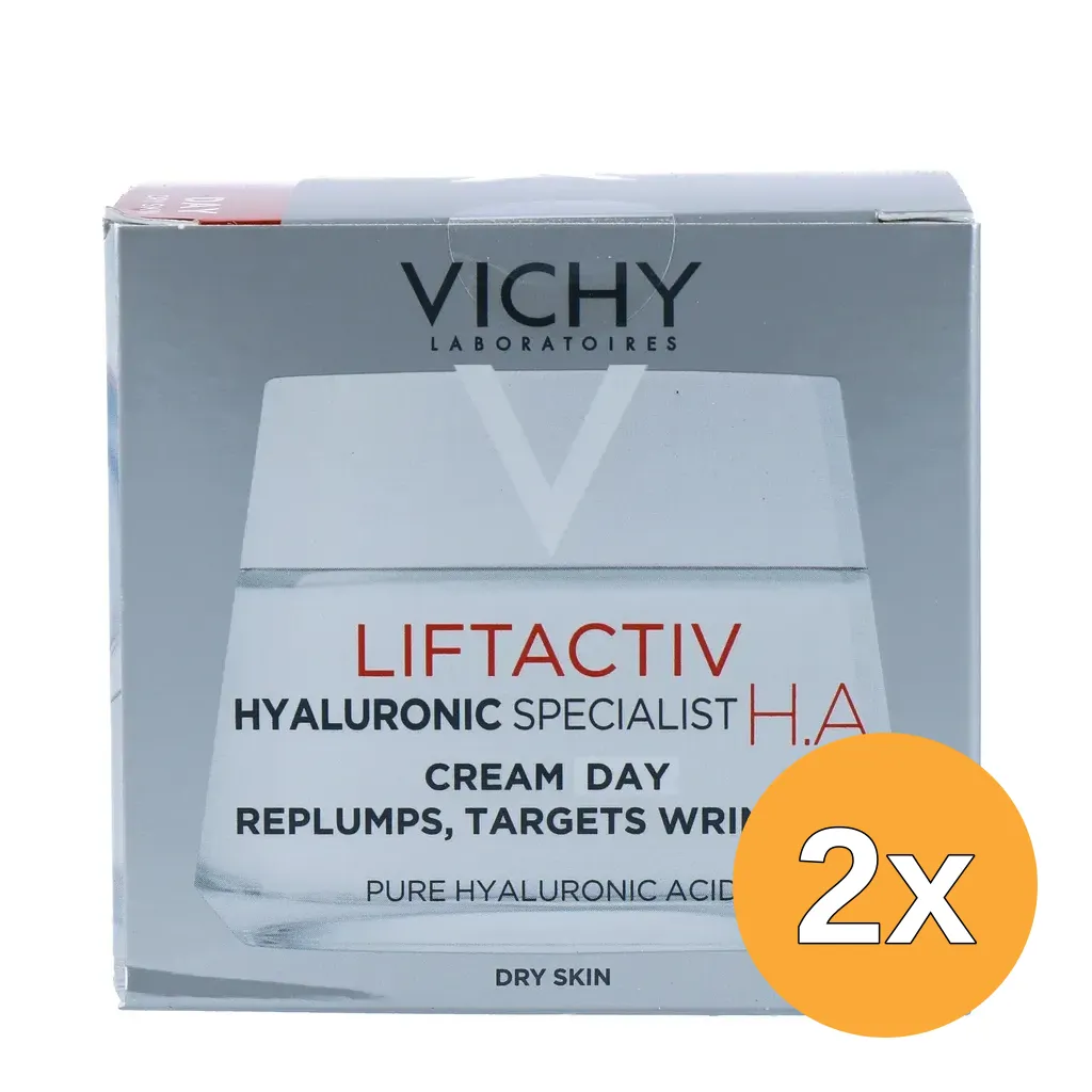 2x Vichy Liftactiv Hyaluron Dagcrème Droge Huid (50 ml)