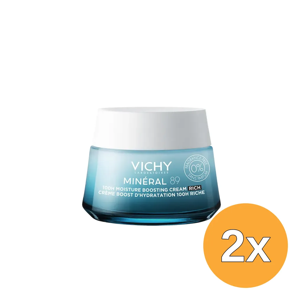 2x Vichy Mineral 89 100h Moisture Boosting Cream 0% Parfum (50 ml)