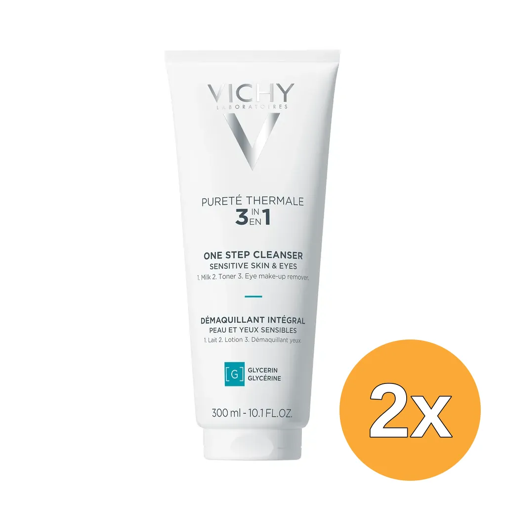 2x Vichy Pureté Thermale One-step Cleanser Sensitive Skin & Eyes (300 ml)