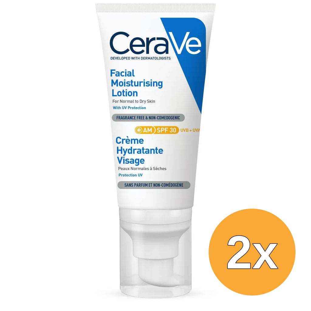 2x Cerave Hydraterende Gezichtscrème SPF 30 (52 ml)