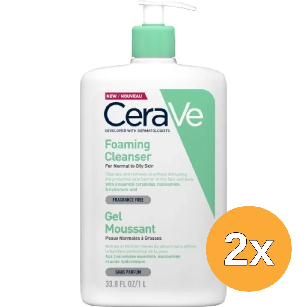 2x Cerave Reiniger schuimend (1000 ml)