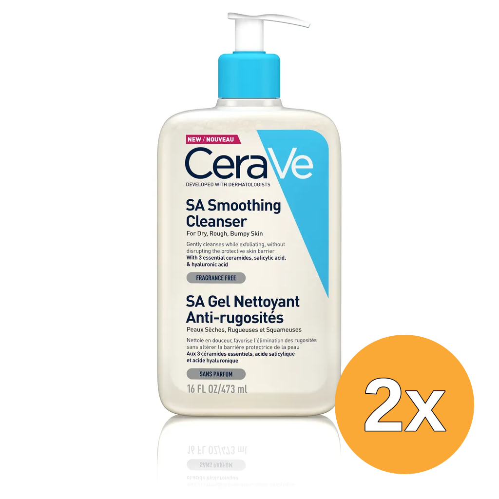 2x Cerave Sa Anti-ruwe Huid Reiniger - voor Droge tot Ruwe Huid (473 ml)