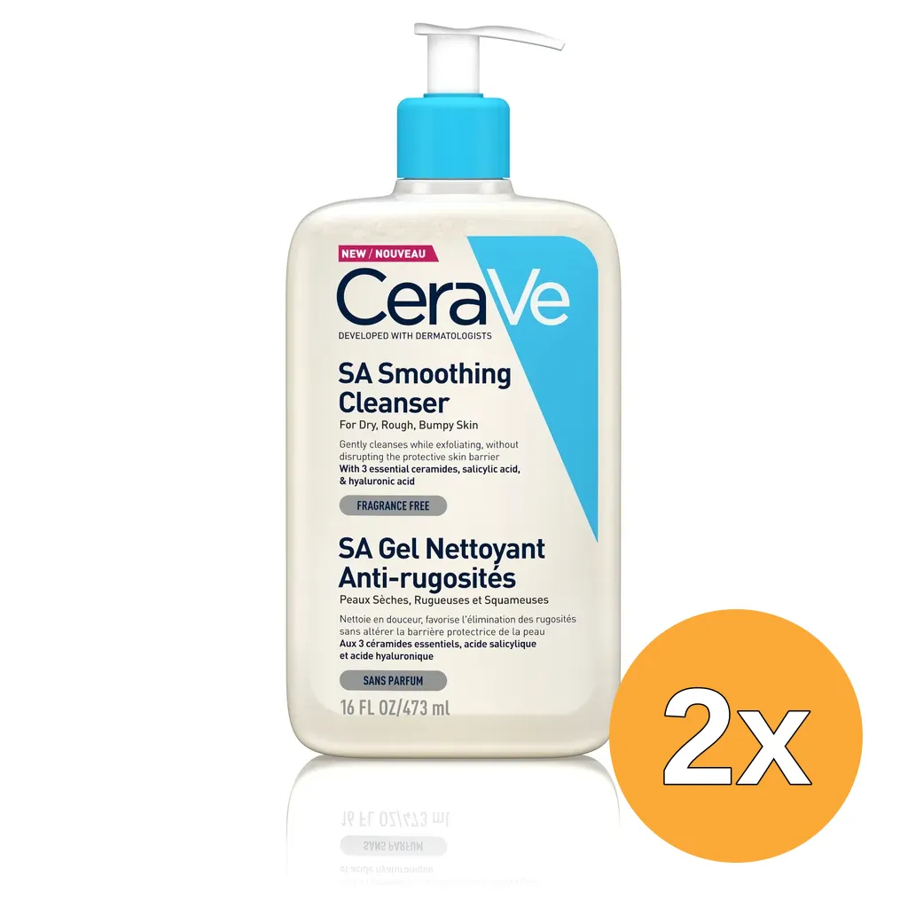 2x Cerave Sa Anti-ruwe Huid Reiniger - voor Droge tot Ruwe Huid (473 ml)