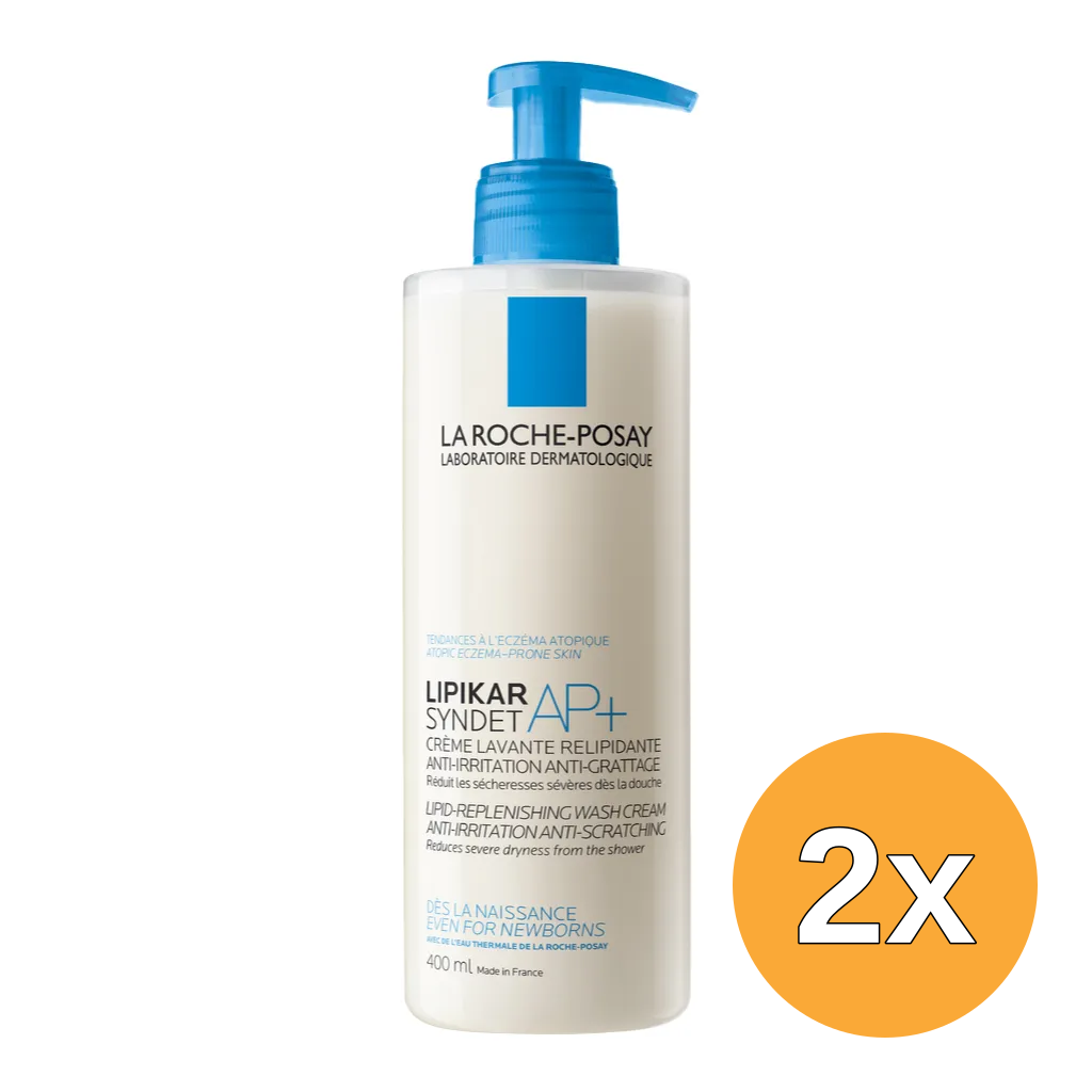 2x La Roche-Posay Lipikar Syndet Ap+ Lipid-replenishing Wash Cream (400 ml)