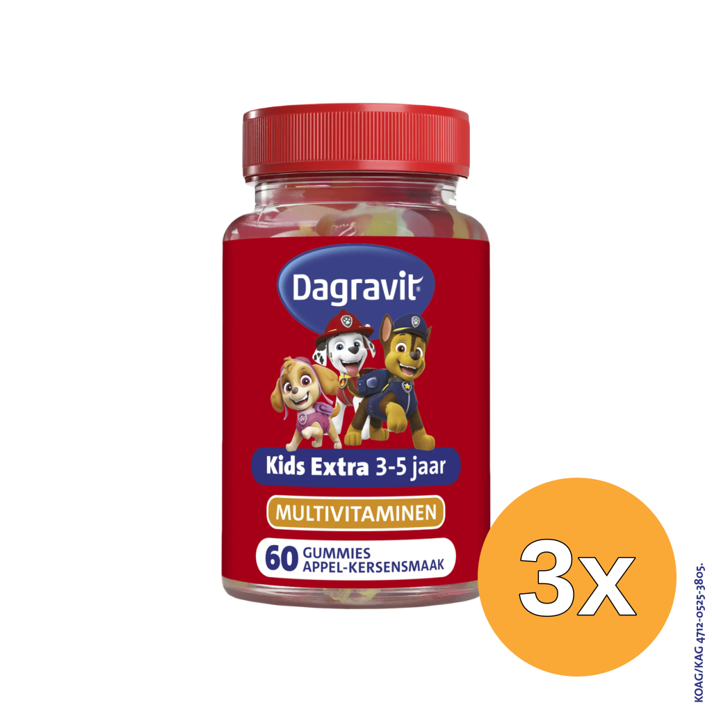 3x Dagravit Kids-Xtra Multi 3-5 Jaar Paw Patrol (60 gummies)