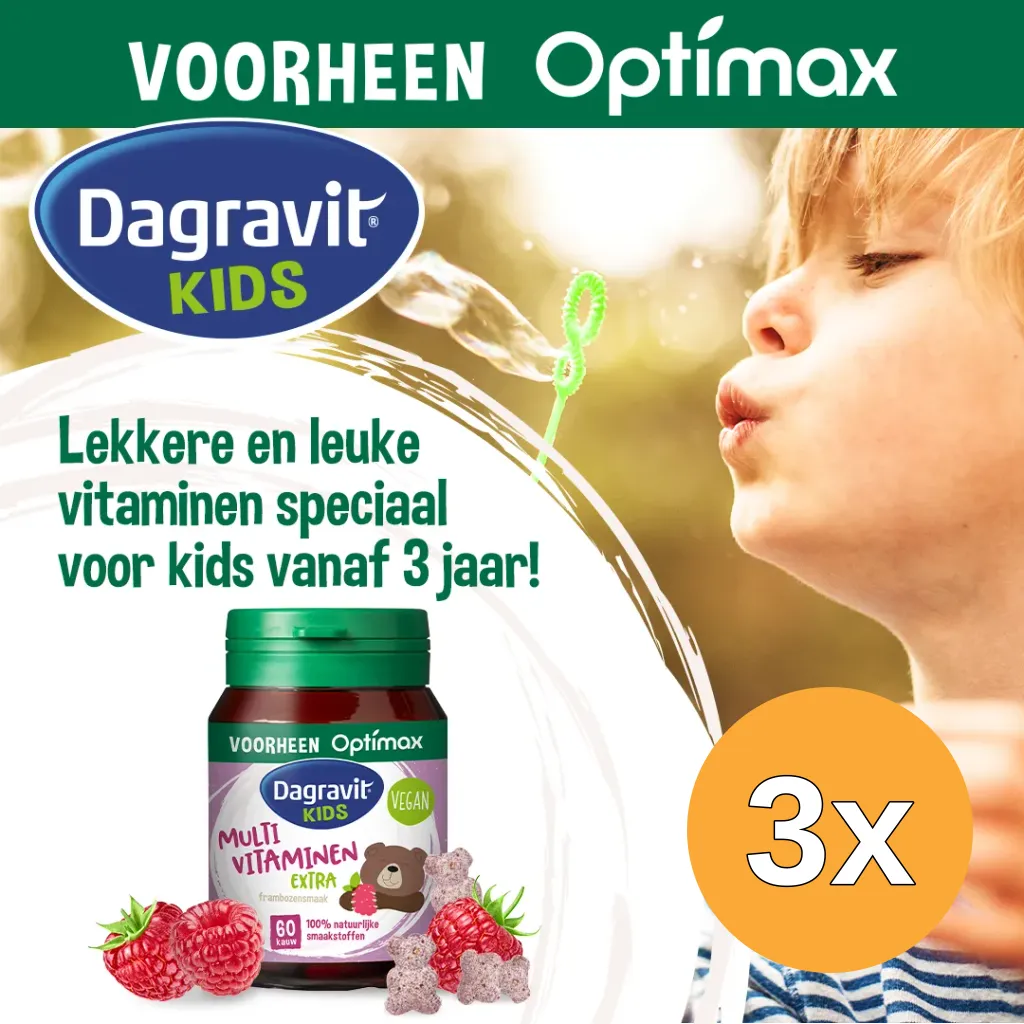 3x Dagravit Natural Kids Extra Multi (60 kauwtabletten)