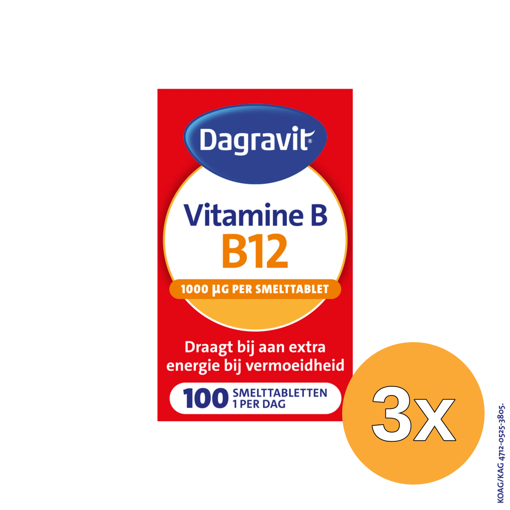 3x Dagravit Vitamine B12 1000mcg  (100 smelttabletten)
