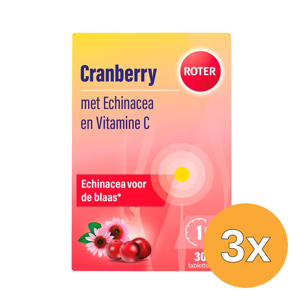 3x Roter Cranberry Vitamine C & Echinacea (30 Tabletten)