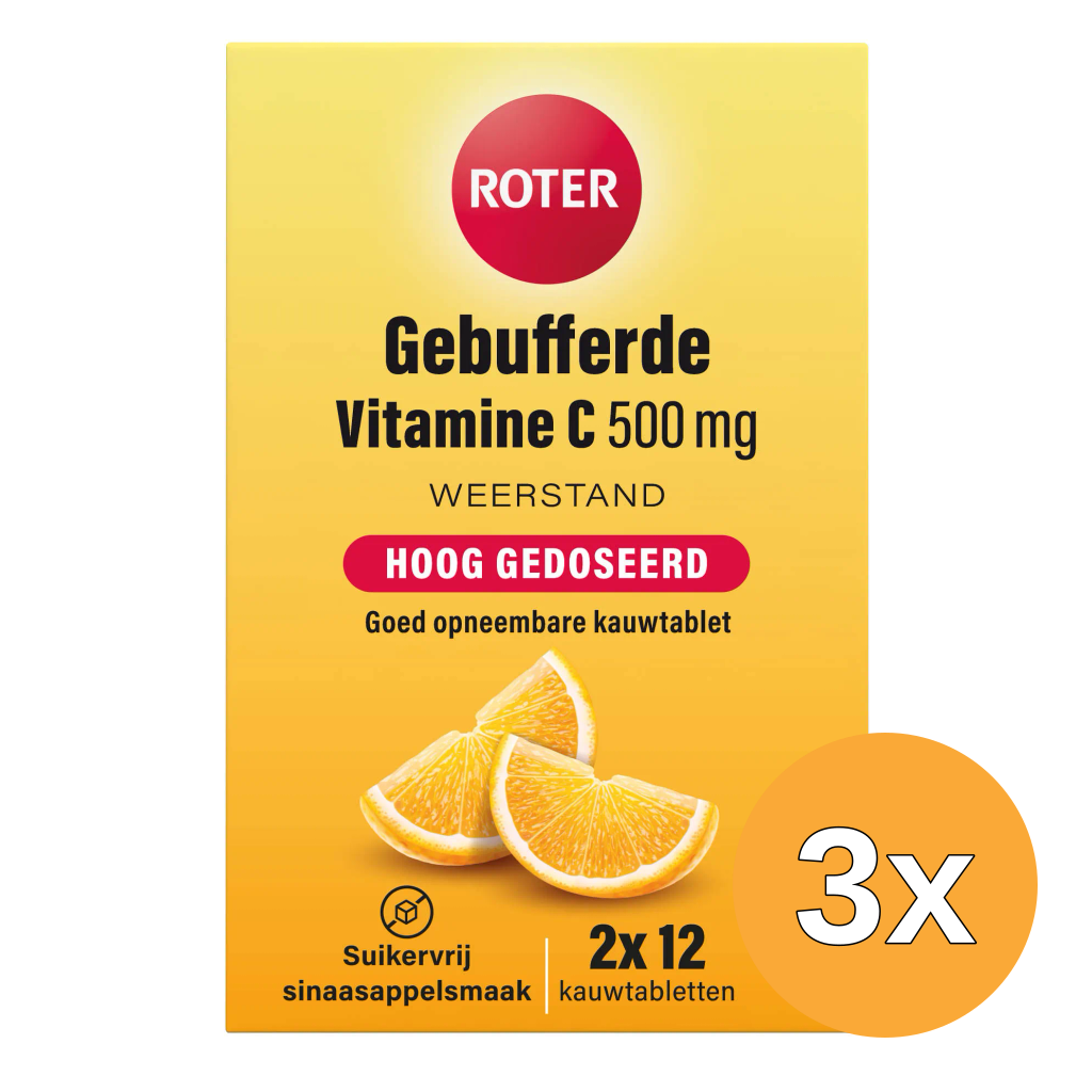 3x Roter Gebufferde Vitamine C 500mg (24 kauwtabletten)