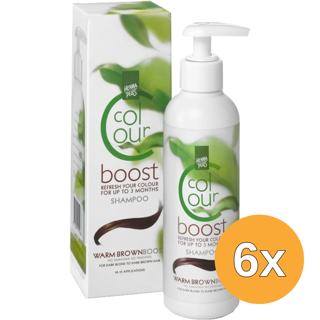 6x Hennaplus Colour boost warm brown (200 ml)