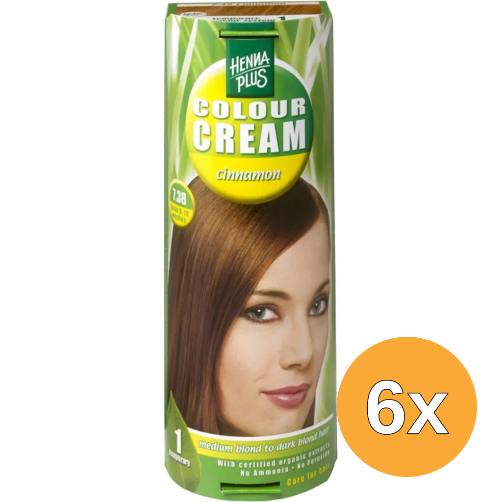 6x Hennaplus Colour cream 7.38 cinnamon (60 ml)