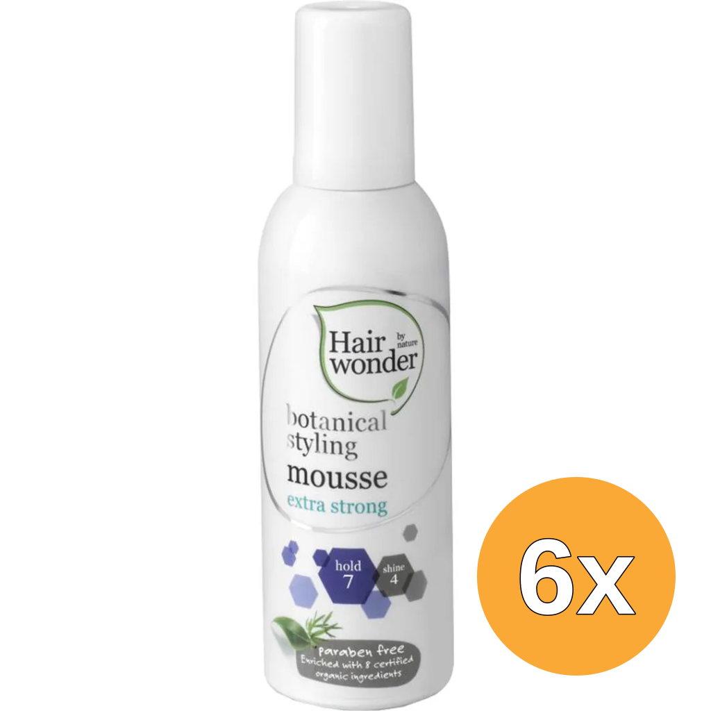 6x Hairwonder Botanical Styling Mousse Extra Strong (200 ml)