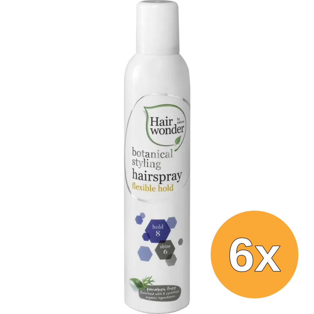 6x Hairwonder Botanical styling hairspray flexible hold (300 ml)