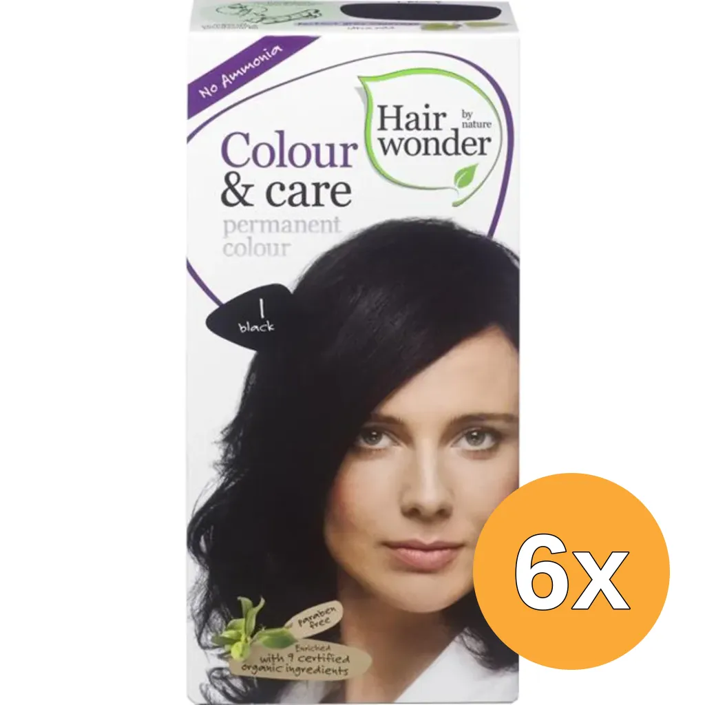 6x Hairwonder Colour & Care 1 black (100 ml)