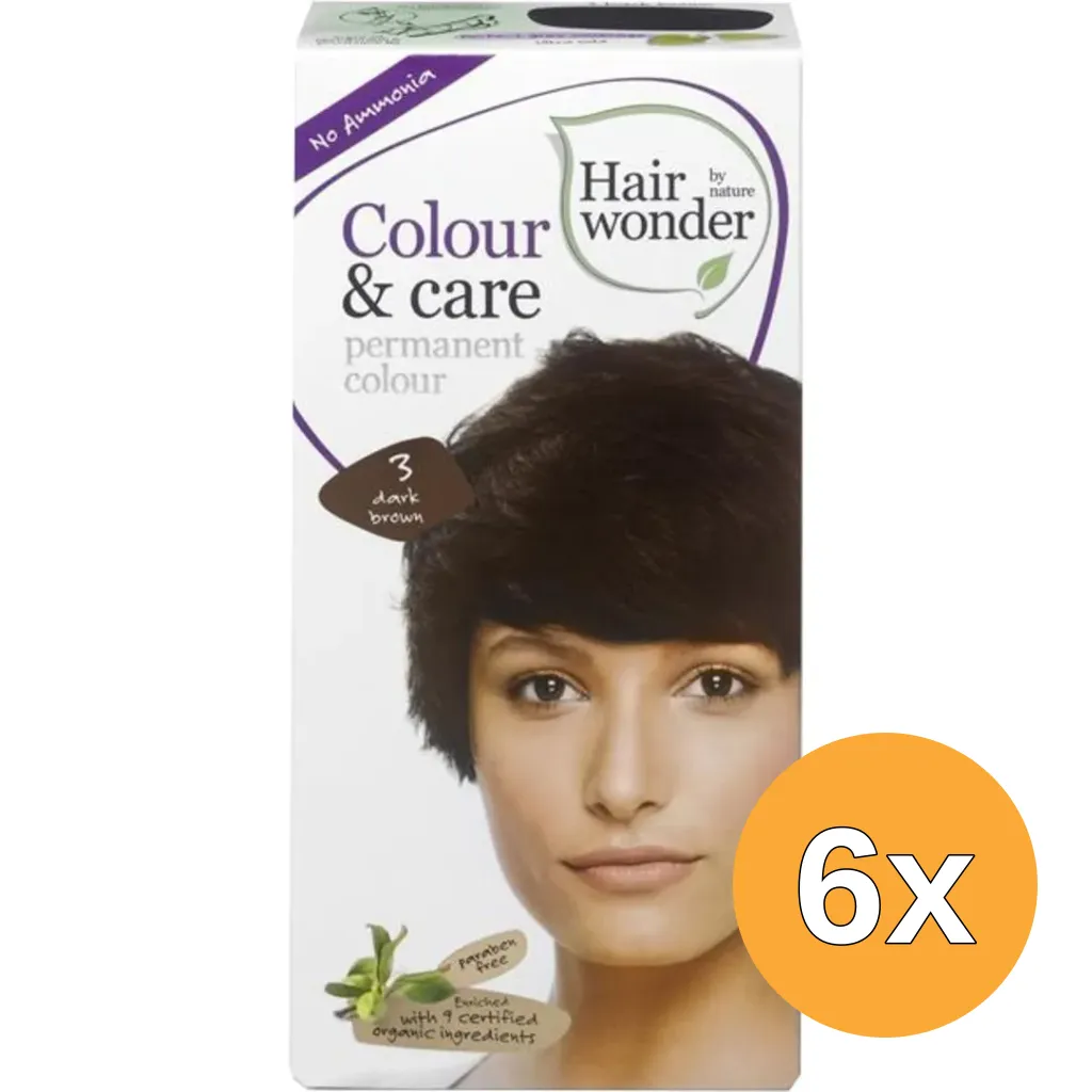 6x Hairwonder Colour & Care 3 Dark Brown (100 ml)