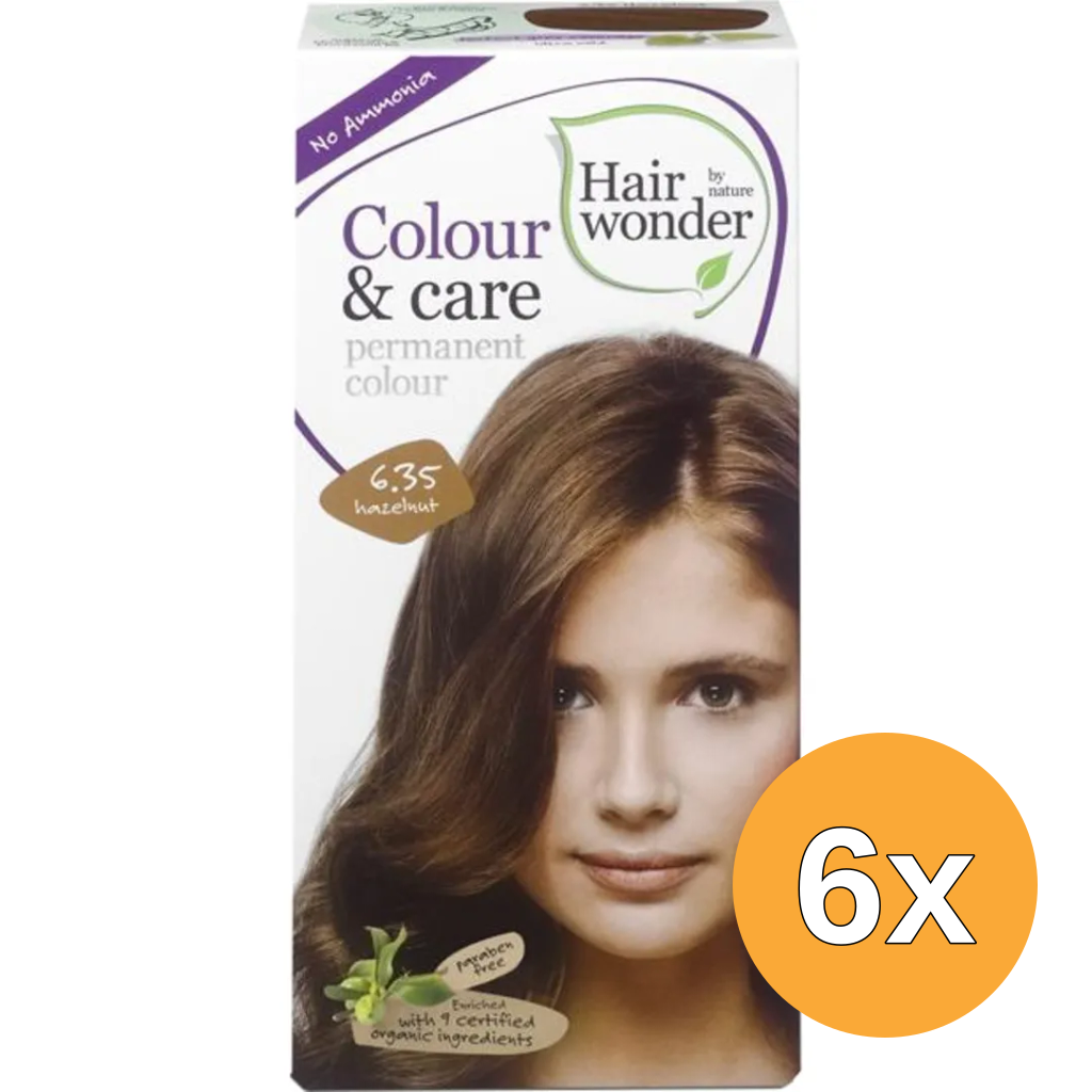 6x Hairwonder Colour & Care 6.35 hazelnut (100 ml)