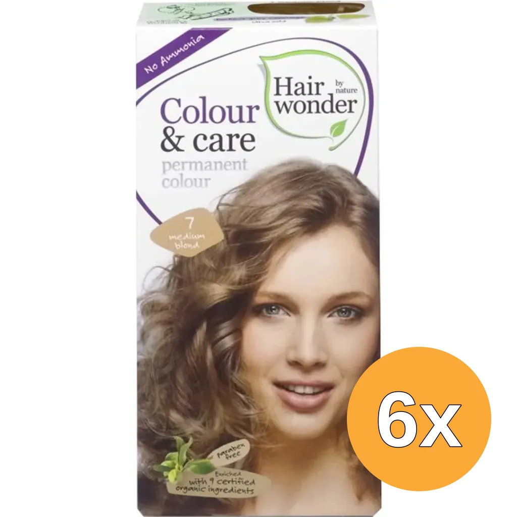 6x Hairwonder Colour & Care 7 Medium Blond (100 ml)