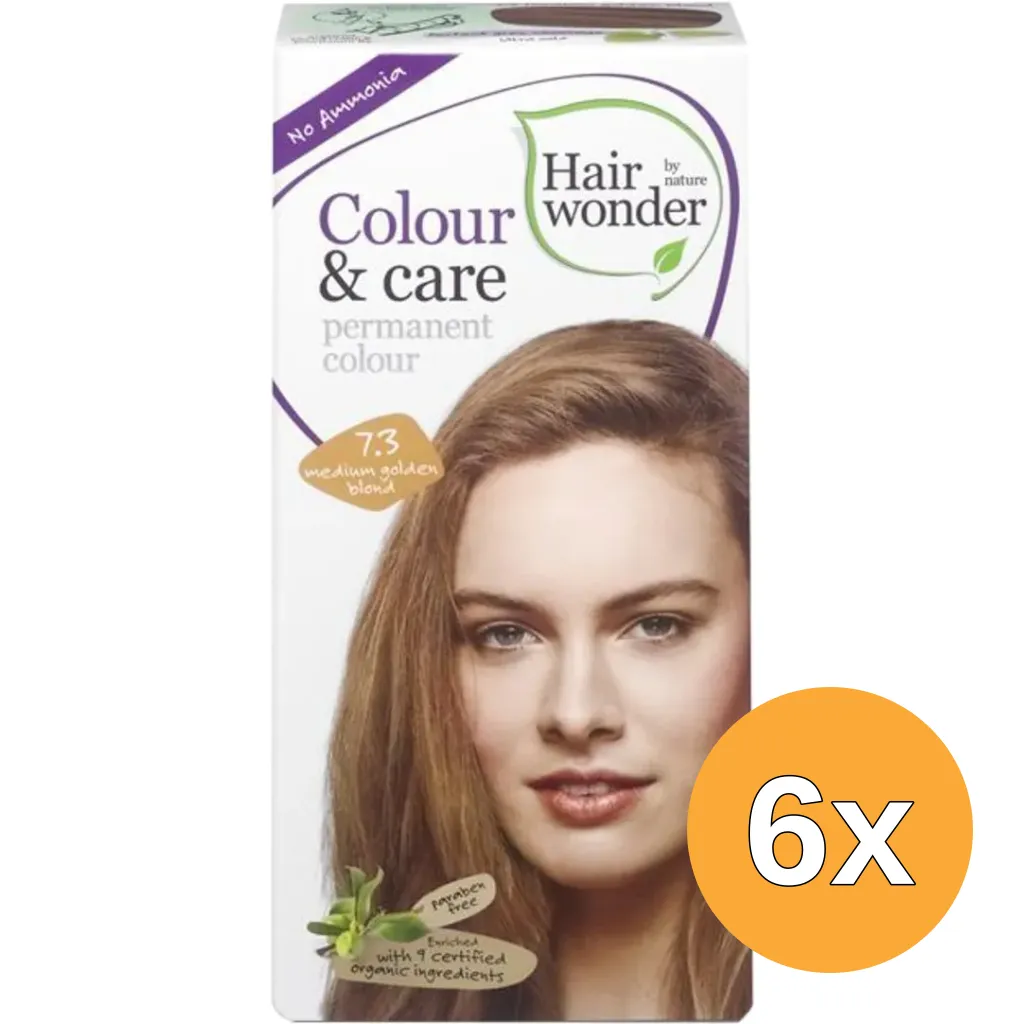 6x Hairwonder Colour & Care 7.3 medium gold blond (100 ml)