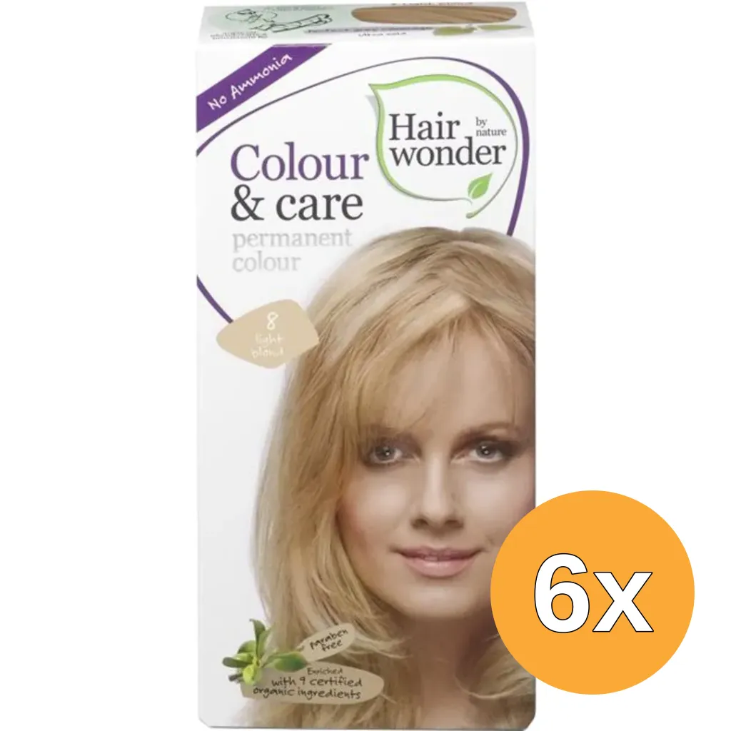 6x Hairwonder Colour & Care 8 light blond (100 ml)