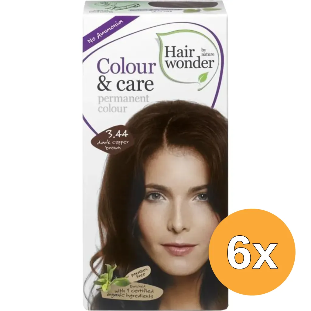 6x Hairwonder Colour & Care Dark Copper Brown 3.44 (100 ml)