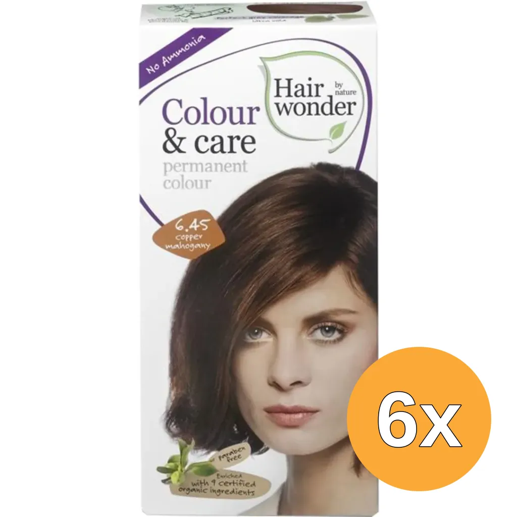 6x Hairwonder Colour & Care Dark Copper Mahogany 6.45 (100 ml)