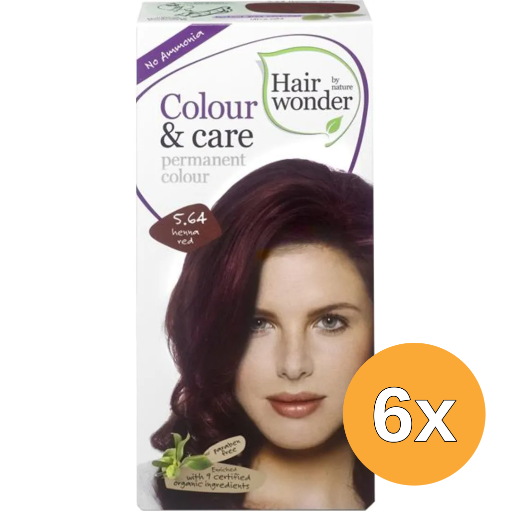 6x Hairwonder Colour & Care henna red 5.64 (100 ml)