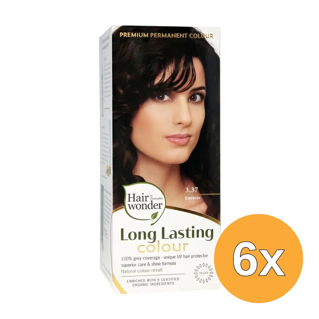 6x Hairwonder Long Lasting Colour 3.37 Espresso (100 ml)