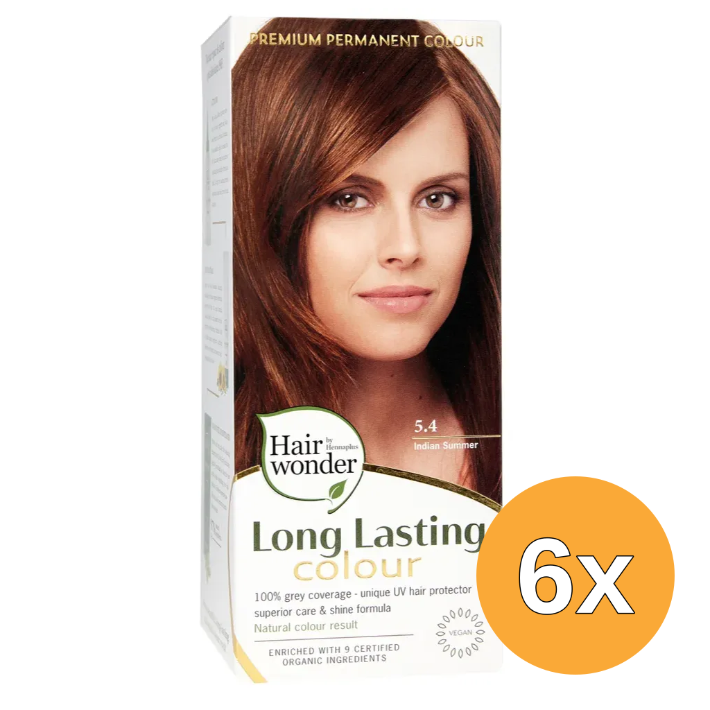6x Hairwonder Long lasting colour 5.4 indian summer (100 ml)