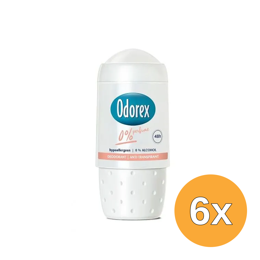 6x Odorex Deodorant roller 0% perfume (50 ml)