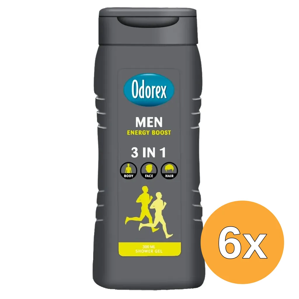 6x Odorex Showergel For Men Energy Boost (300 ml)