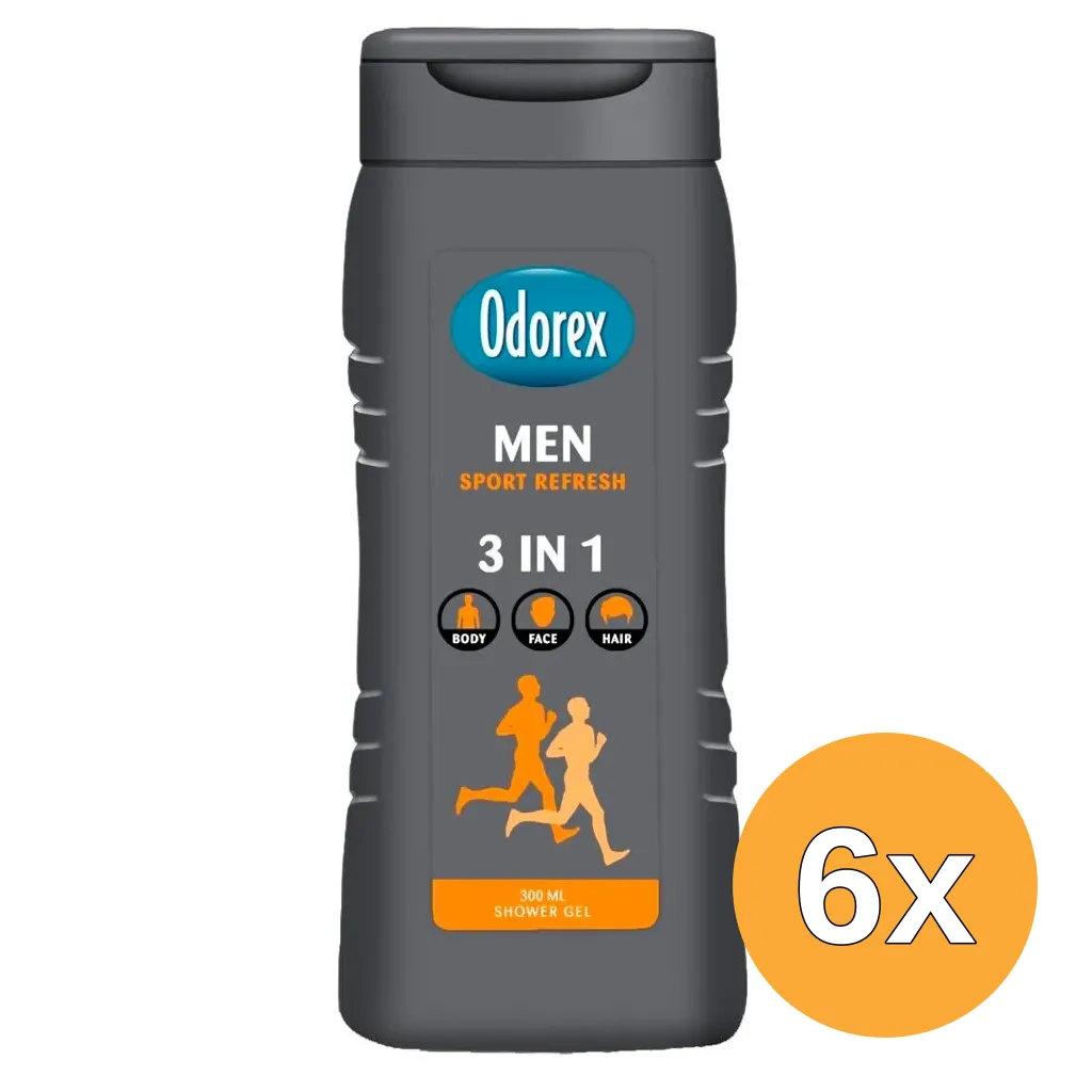 6x Odorex Showergel For Men Sport Refresh (300 ml)