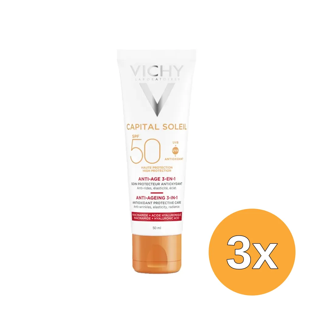 3x Vichy Capital Soleil 3-in-1 Anti Aging SPF50 (50 ml)