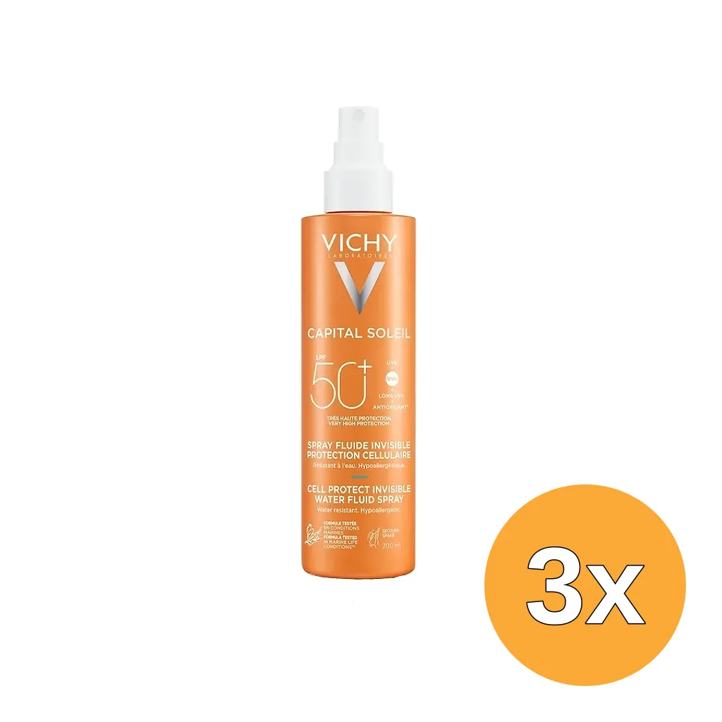 3x Vichy Capital Soleil Cell Protect Fluid Spray SPF50+ (200 ml)
