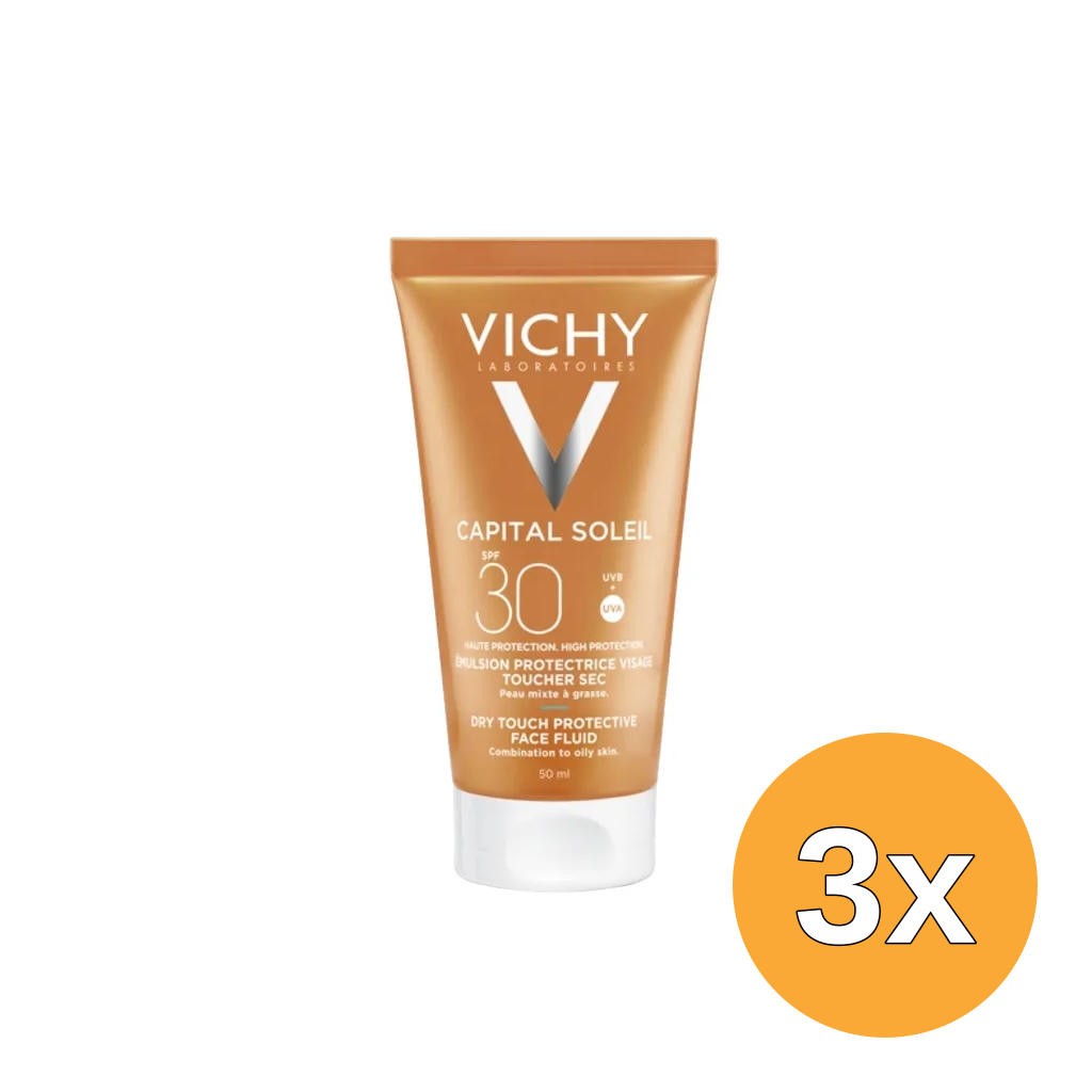 3x Vichy Capital Soleil Dry Touch Face Fluid Mattifying SPF30 (50 ml)