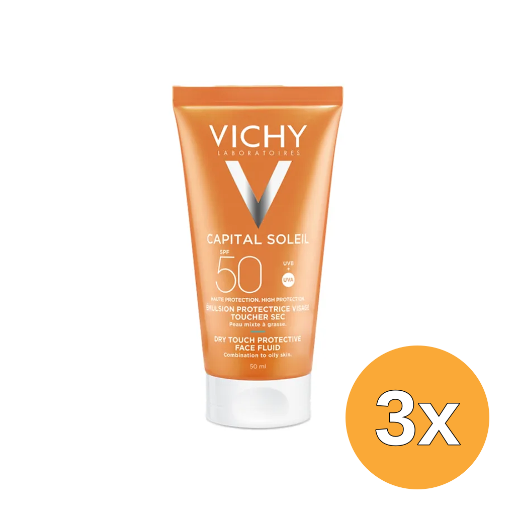 3x Vichy Capital Soleil Dry Touch Zonnecrème SPF50 (50 ml)