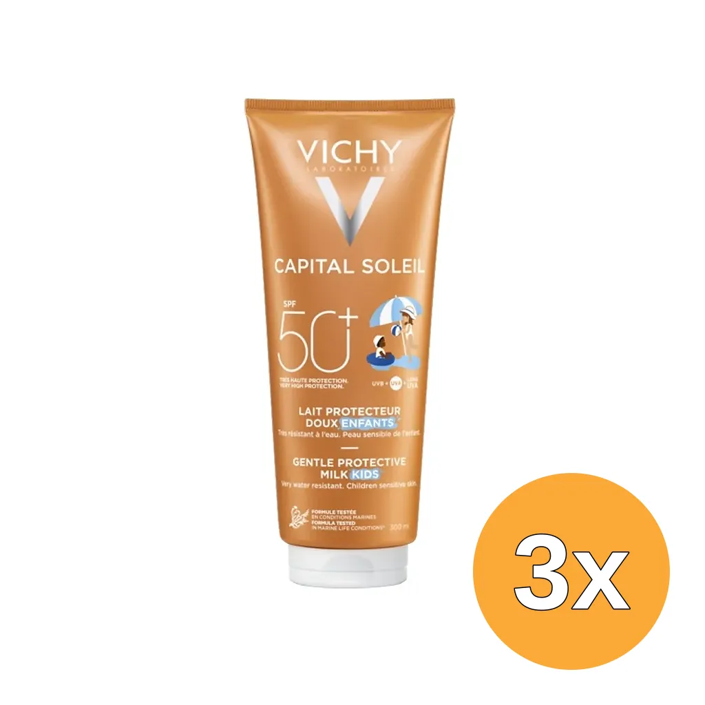 3x Vichy Capital Soleil Gentle Protective Milk Children Sensitive SPF50+ (300 ml)