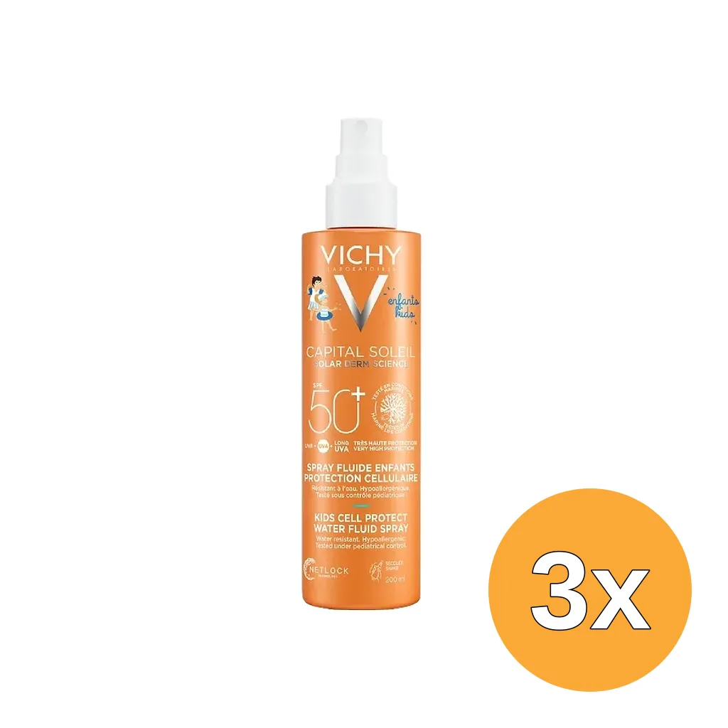 3x Vichy Capital Soleil Kids Cell Protective Water Fluid Spray (200 ml)