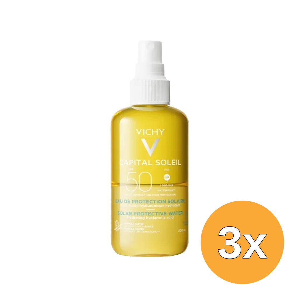 3x Vichy Capital Soleil Solar Protective Water Hyaluron SPF50 (200 ml)