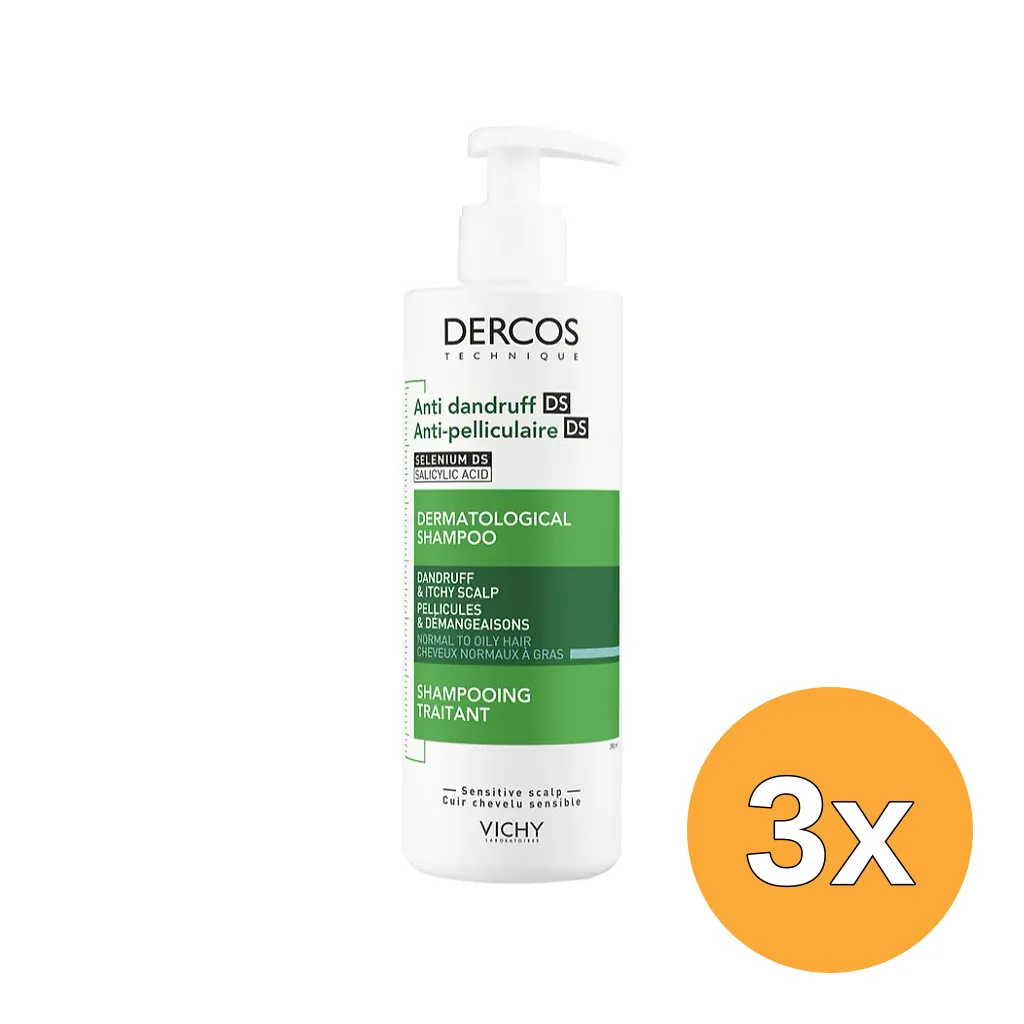 3x Vichy Dercos Anti-dandruff & Itchy Scalp Shampoo (390 ml)