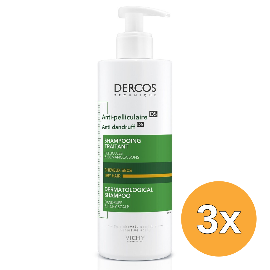 3x Vichy Dercos Anti-dandruff Shampoo Itchy Scalp (390 ml)