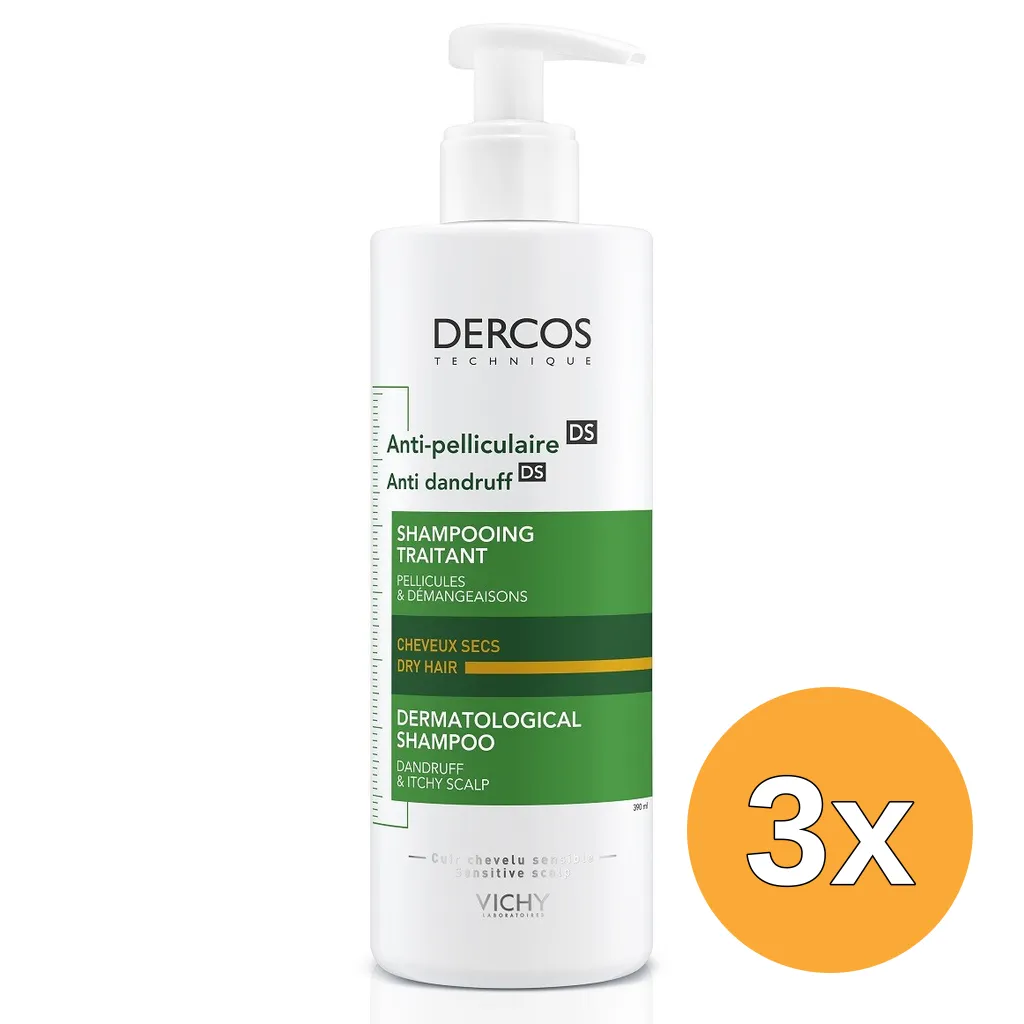 3x Vichy Dercos Anti-dandruff Shampoo Itchy Scalp (390 ml)
