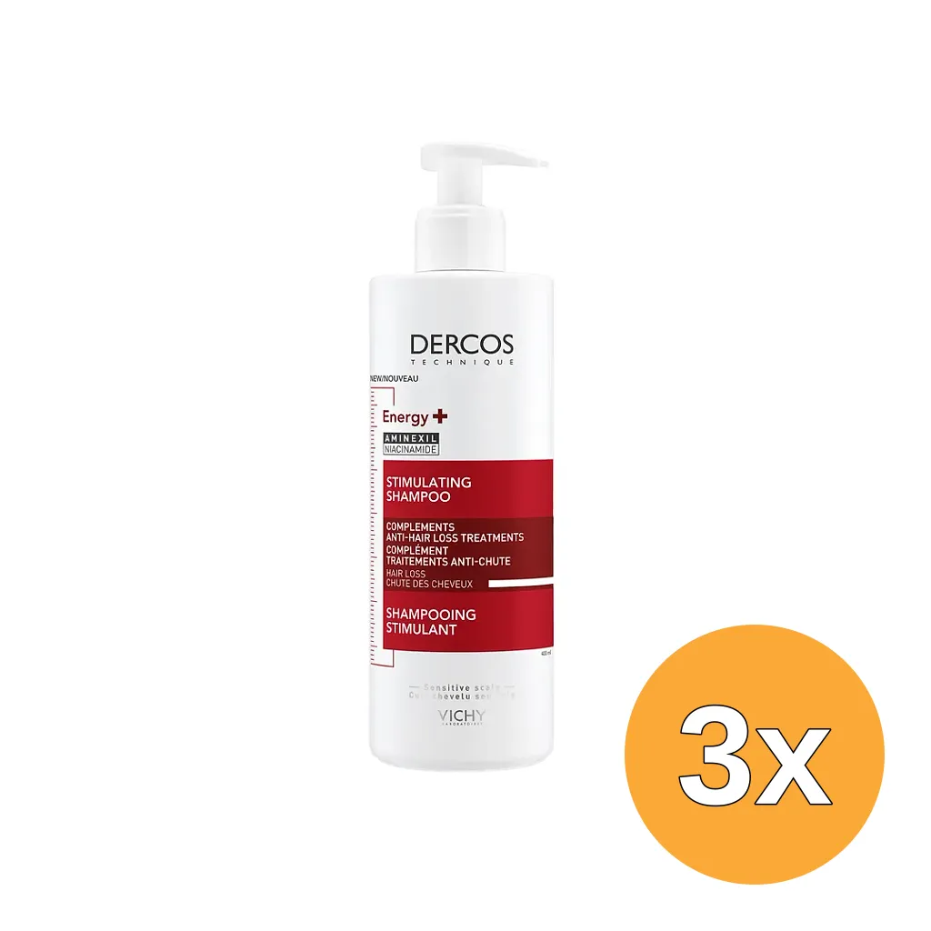 3x Vichy Dercos Energie Aminexil Shampoo (400 ml)