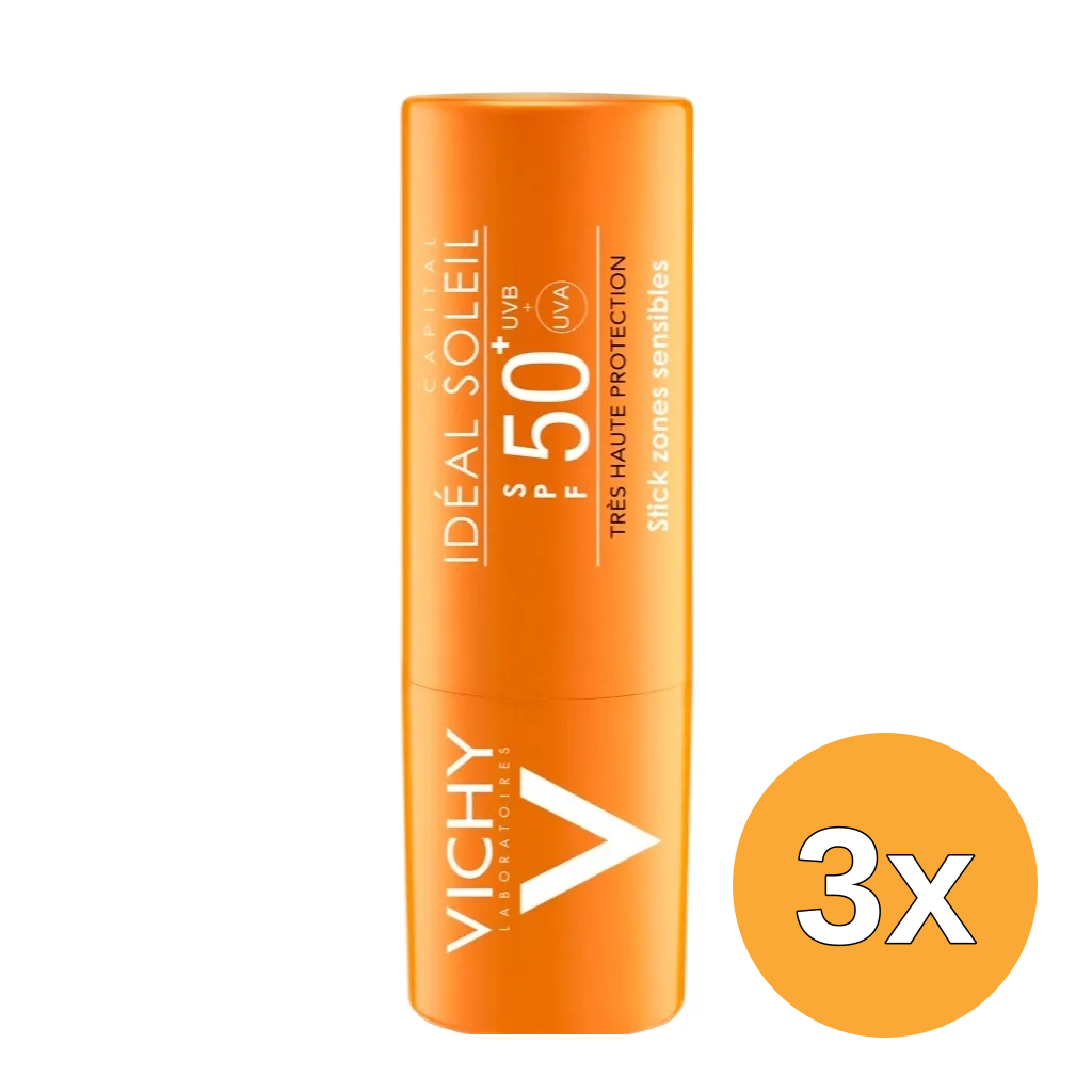 3x Vichy Ideal Soleil Stick Zones Sensibles SPF50+ (9 gr)