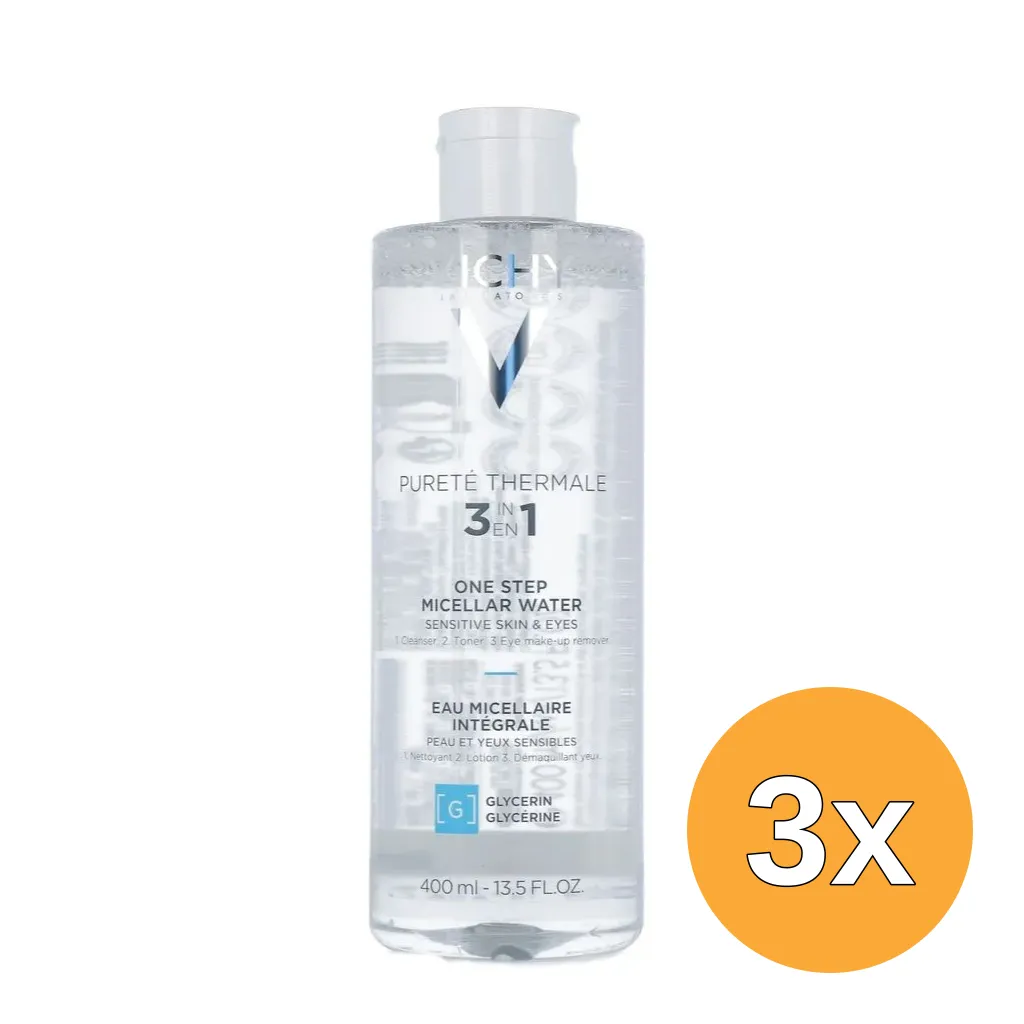 3x Vichy Pureté Thermale One-step Micellar Water (400 ml)