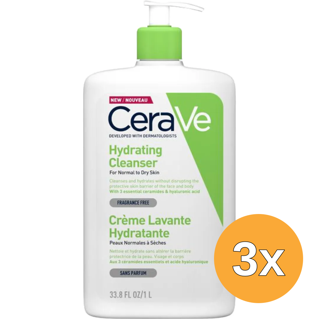 3x Cerave Reiniger hydraterend (1000 ml)