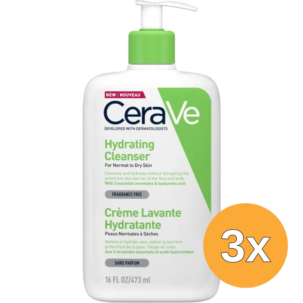 3x Cerave Reiniger hydraterend (473 ml)