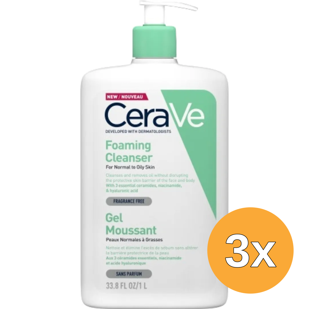 3x Cerave Reiniger schuimend (1000 ml)