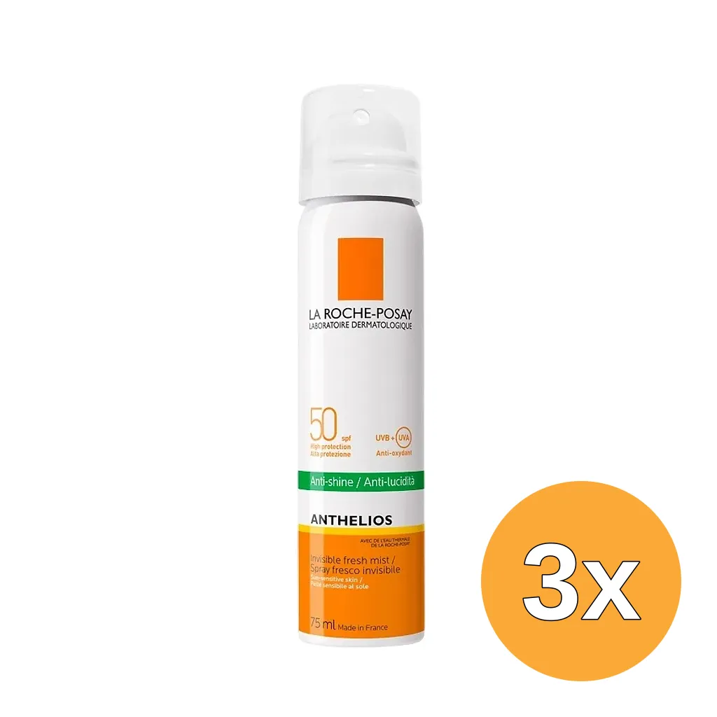 3x La Roche-Posay Anthelios Anti Shine Fresh Mist SPF50 (75 ml)